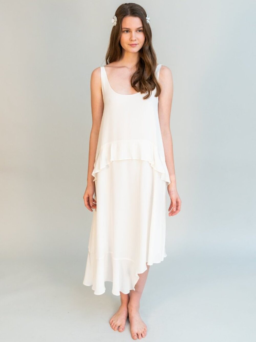 Catherine Gee "Alicia" Silk Dress in Ivory, size Small